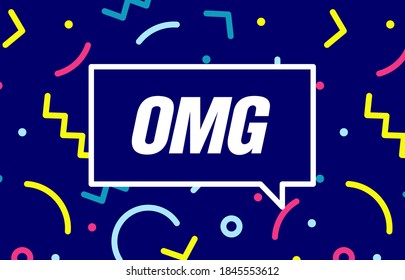 OMG in design banner. vector template for web, print, presentation . Simple banner with minimal phrase. Trendy flat geometric print. Creative vector stock decoration.