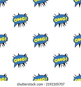 Omg Explosion Sound Effect Speech Bubble Pattern Seamless Background Texture Repeat Wallpaper Geometric Vector