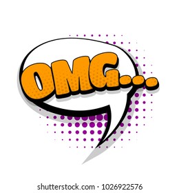 omg, hand drawn picture effect. Template comics speech bubble halftone dot background. Pop art style. Comic dialog cloud, text pop-art. Creative idea conversation sketch explosion.