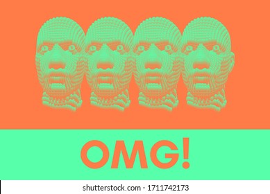 OMG! Horrible, stress, shock. Human emotions, facial expression concept.