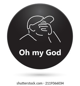 omg icon, black circle button, vector illustration.