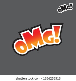 OMG! message style in black outline Sticker set for banner, web, poster, cartoon text. Vector illustration, flat style, clip art