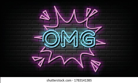 OMG neon text, neon sign symbol