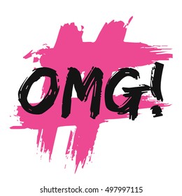 OMG! Oh My God! (Brush Lettering Vector Illustration Design Template)