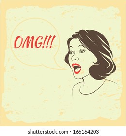OMG, oh my God, retro style woman 