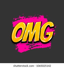 omg, oops, ouch hand drawn pictures effects. Template comics grunge speech bubble brush halftone dot background. Pop art style. Comic dialog text cloud. Creative sketch explosion.