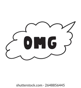 OMG. Outline design. Speech bubble. Sticker, banner, web design. T shirt design. Vector illustration on white background.