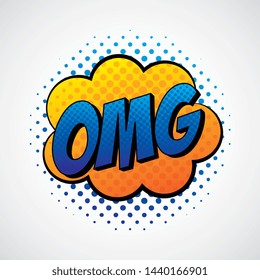 OMG pop art speech with explosion cartoon vector editable image