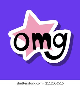 OMG Quote. Phrases for paper mail, diary or notebook decor. Dialog words. Hand drawn sketch doodle style. Chatting, mail, social media  and message elements. Vector illustration.