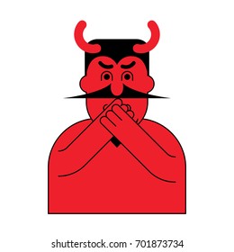 OMG red devil. Oh my god Satan. frightened demon
