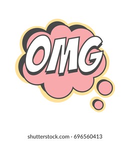 Omg short phrase, speech bubble in retro style vector Illustration