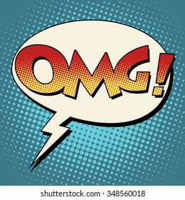 OMG surprise comic bubble retro text pop art style