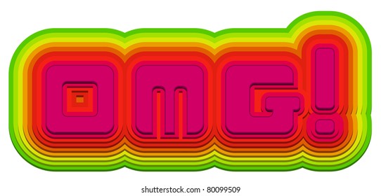 OMG! text in bright punchy colors