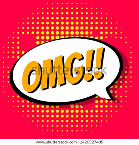 omg text comic background funny banner design vector