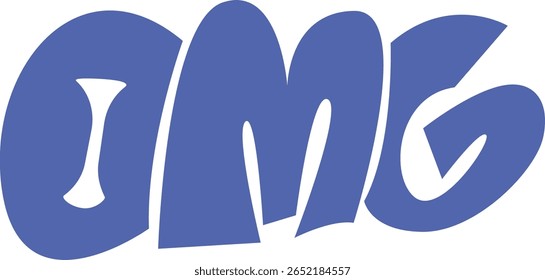 OMG Text Design in Blue Illustration