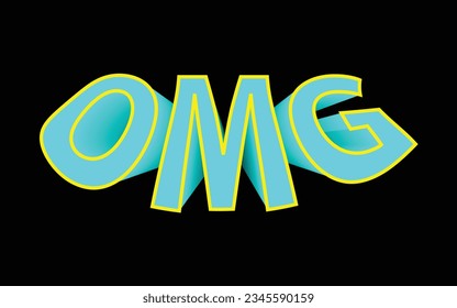 OMG text icon with abstract blending shadow, vector art illustration