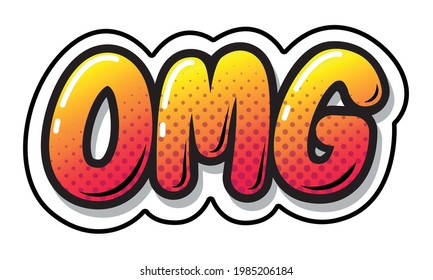 Omg typography comics style, speech bubble on white background