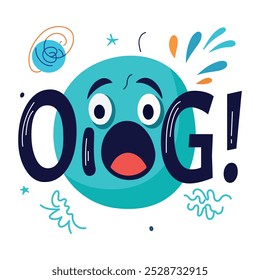 Omg typography sticker in flat style