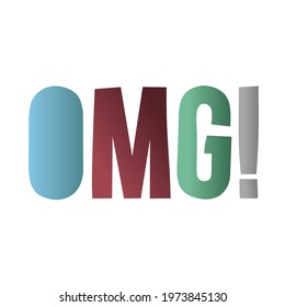 omg typography vector illustration with four colors