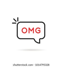 omg word in thin line bubble. flat simple trend logotype art graphic design element on white background. concept of oh my god text like surprise short message for web chatting or people stress emotion