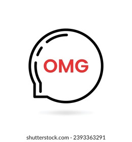 omg word in thin line bubble. flat simple trend logotype art graphic design element on white background. concept of oh my god text like surprise short message for web chatting or people stress emotion