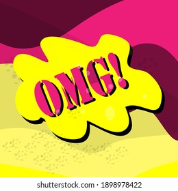 OMG escribiendo en un estilo plano de moda aislado en segundo plano OMG grabando bebidas para tu diseño de sitio web Icono de reloj, aplicación, UI. Icono de reloj Ilustración del vector, EPS10.