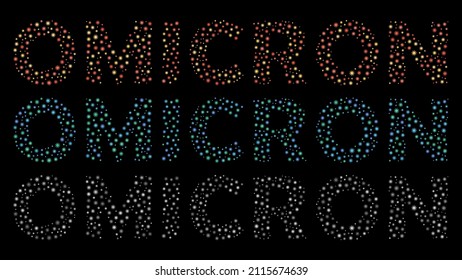 Omicron B.1.1.529 new coronavirus SARS-CoV-2 lettering with virus glyph symbol background vector illustration