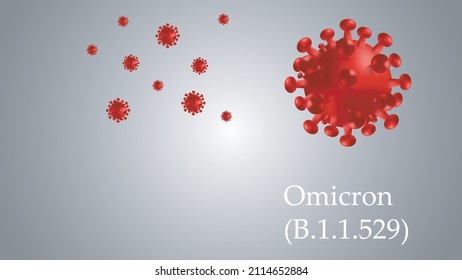 Omicron B.1.1.529 Strain 2021 2022. South Africa Coronavirus Variant. Omicron New Coronavirus Variant. 3D Illustration