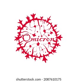 Omicron coronavirus bacteria cell icon vector design. New strain variant of coronavirus detected in South Africa.