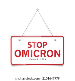 Omicron Covid-19 Coronavirus variant typography logo. New strain of SARS CoV-2. Stop sign for Omicron. vector design.