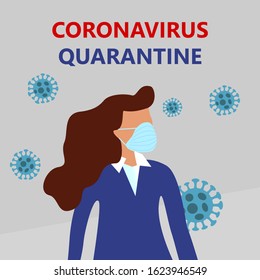 Omicron, COVID-19, Novel coronavirus (2019-nCoV),  woman man in suit with blue medical face mask. Concept of coronavirus quarantine