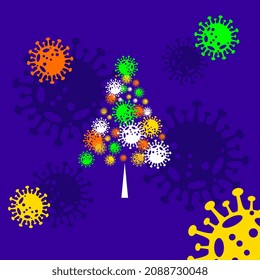 omicron frohe Weihnachtsbaum Vektorgrafik.