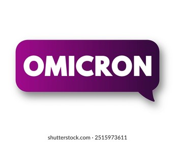 Omicron é o nome dado a uma variante do vírus SARS-CoV-2, que causa a bolha de mensagem de conceito de texto da Covid-19