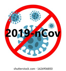 Omicron, nueva variante de COVID-19, B.1.1.529, Novel coronavirus (2019-nCoV), modelo de cepa de virus abstract El coronavirus nuevo 2019-nCoV se teja con signo de paro rojo