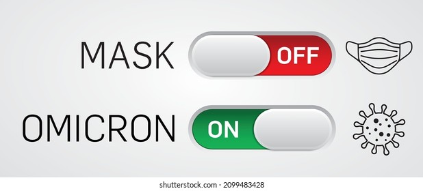 Omicron On and Off Toggle Switch Buttons. Omicron Concept. Vector Illustration.