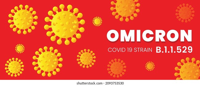 Omicron strain of Covid virus vector illustration. Corona virus latest strain  background, banner and print template