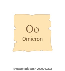 Omicron symbol icon with name. greek alphabet letter