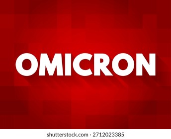 Omicron text displayed in large bold letters on a patterned background with subtle block shapes, creating a modern attention-grabbing design suitable for alerts, headlines, and informational graphics