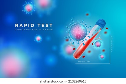 omicron variable , covid19 , coronavirus rapid test positive - ncov 2019 illustration