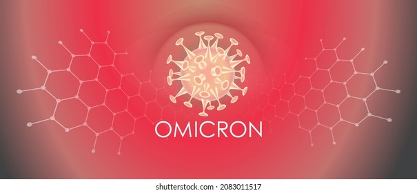 Omicron variant banner for awareness or alert against epidemic disease spread, symptoms or precautions. Covid-19 Corona virus design with viral microscopic germ view data background.