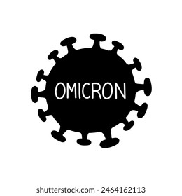 Omicron variant coronavirus black hand drawn icon