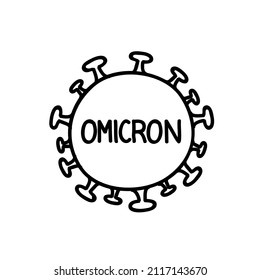 Icono del coronavirus variante de Omicron. Ilustración vectorial dibujada a mano. Icono de línea modificable.