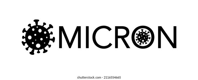 Omicron variant of COVID black and white typography. Vector symbol coronaviruses influenza. World Covid-19 virus attack concept.