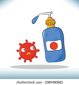 Omicron variant of COVID - Corona Virus disease - Hand Wash Sanitizer- Save our earth illustration Vector - SARS-CoV-2 Coronavirus Variant Omicron.