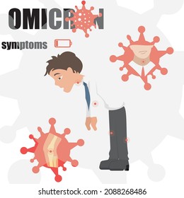 Omicron is a variant of COVID. New strain of coronavirus. Vector symbol of mutated virus symptoms.