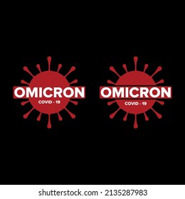 Variante de Omicron de COVID. Nueva cepa de coronavirus. Símbolo de virus mutado. Icono de vector rojo de la enfermedad