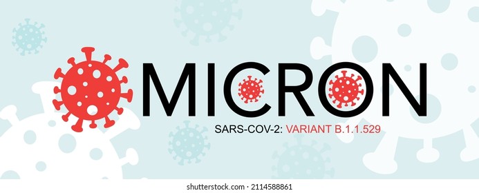 Omicron variant of COVID typography. Vector banner with symbol coronaviruses influenza. World Covid-19 virus attack concept.