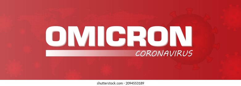 Omicron-Virus, roter Banner-Hintergrund. Konzept des Covid-19 Omicron-Ausbruchs.