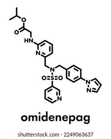 Molécula de Omidenepag para el fármaco ocular. Fórmula esquelética.