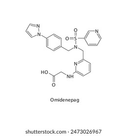 Omidenepag flat skeletal molecular structure Prostaglandin Analogue drug used in Glaucoma treatment. Vector illustration scientific diagram.